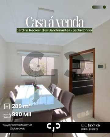 Casa no Jardim Recreio dos Bandeirantes - Sertãozinho - SP