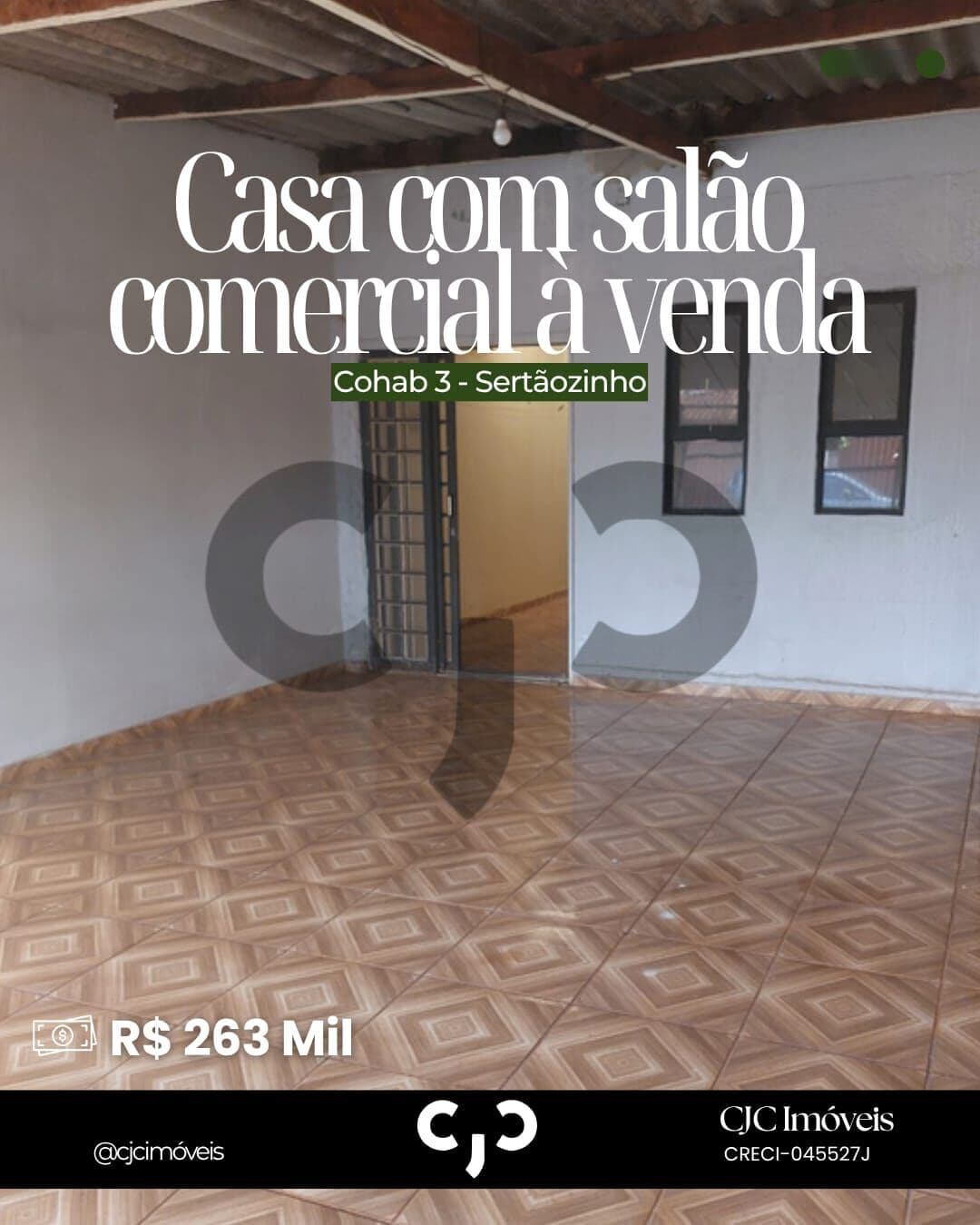 Casa com Salão Comercial na Cohab 3 - Sertãozinho - SP