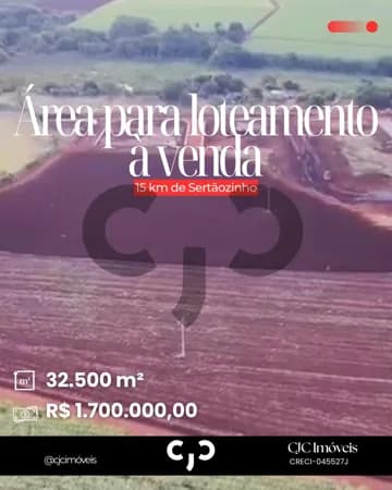 Área para loteamento - 15 km de Sertãozinho - SP