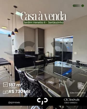 Casa no Jardim Veneto II - Sertãozinho - SP
