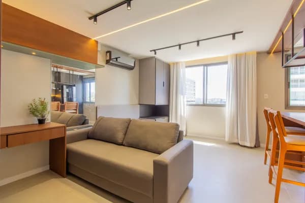 Apartamento loft mobiliado para alugar com vaga no bairro Central Parque em Porto Alegre