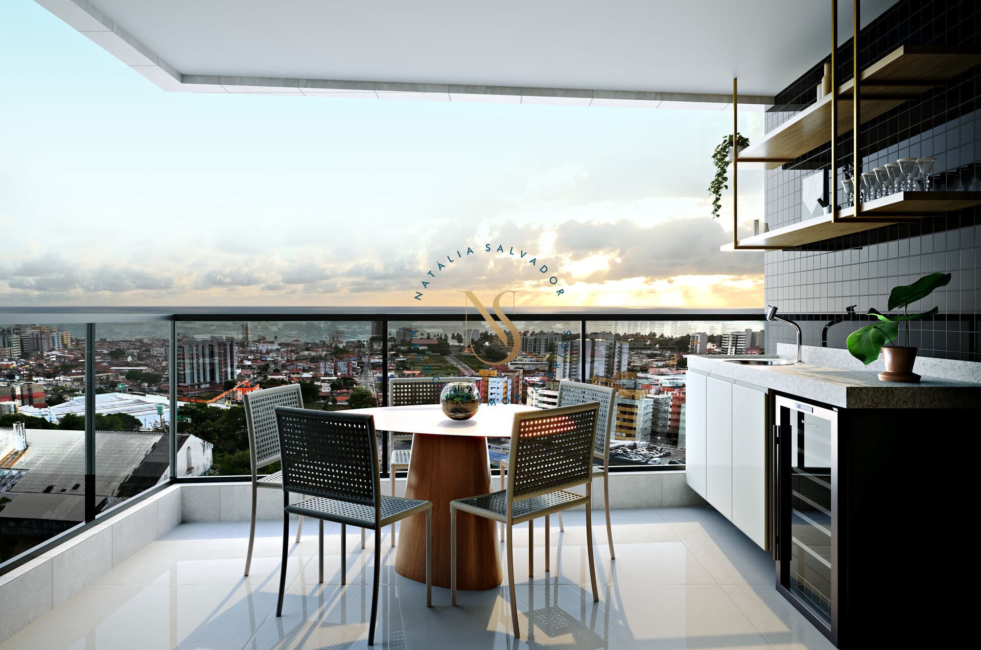 3 quartos com varanda e vista para o mar