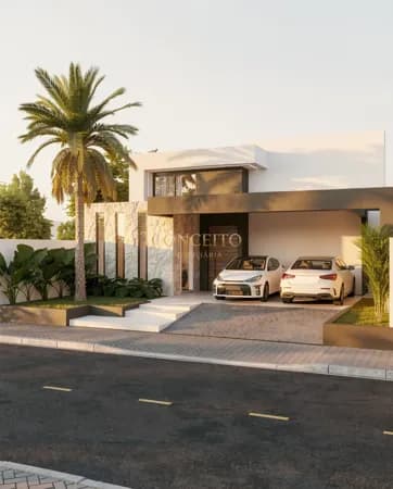 Casa moderna e com piscina, em construção - Residencial Redenção