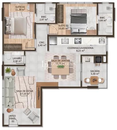 Apartamento 86,76m² | 2 Suítes | Centro - Brusque