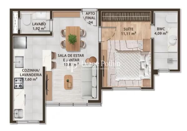 Apartamento 45,44m² | 1 Suítes | Centro - Brusque