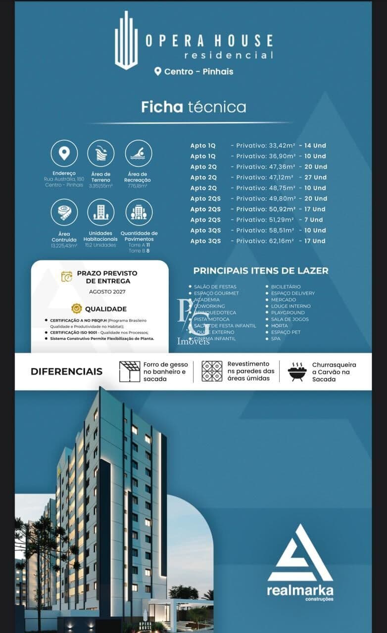 Apartamento em Centro, Pinhais/PR com 62,16m² com 3 dormitórios, sendo 1 suíte - Apenas 100m da Av. Camilo di Lellis
