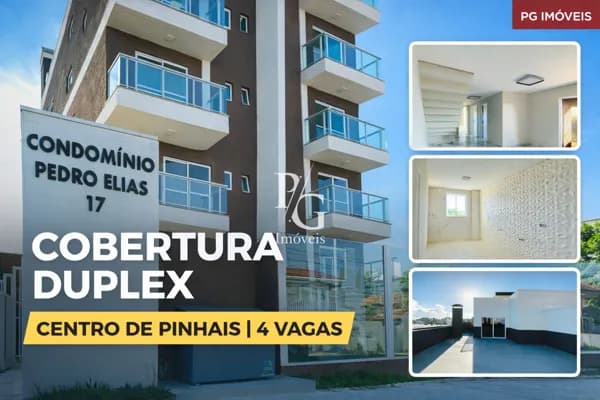 EXCLUSIVIDADE EM PINHAIS: COBERTURA DUPLEX AMPLA COM 4 VAGAS COBERTAS!