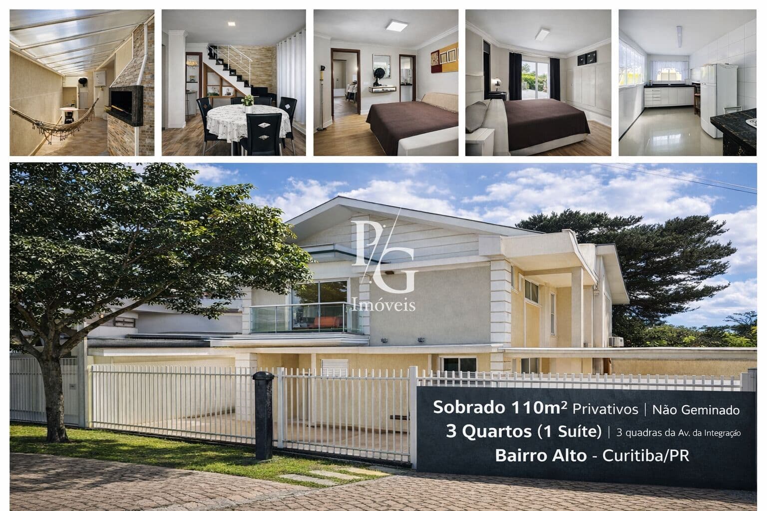 Sobrado 110m² Privativos | Não Geminado | 3 Quartos (1 Suíte) | 3 quadras da Av. da Integração