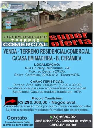 Lote/Terreno em Erechim - Cerâmica