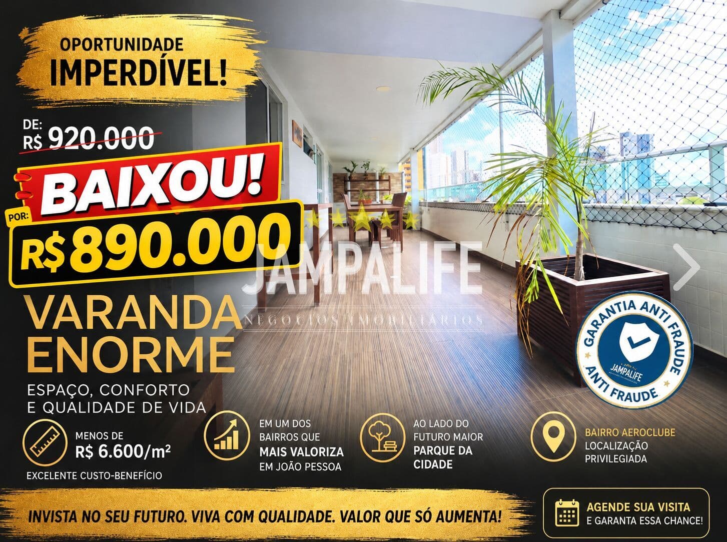Apartamento 3 quartos no Aeroclube.