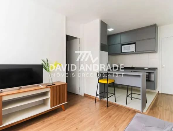 Belíssimo apartamento com 35m², próximo ao metrô, mobiliado, 1 suíte, armários embutidos, amplo living e área de lazer