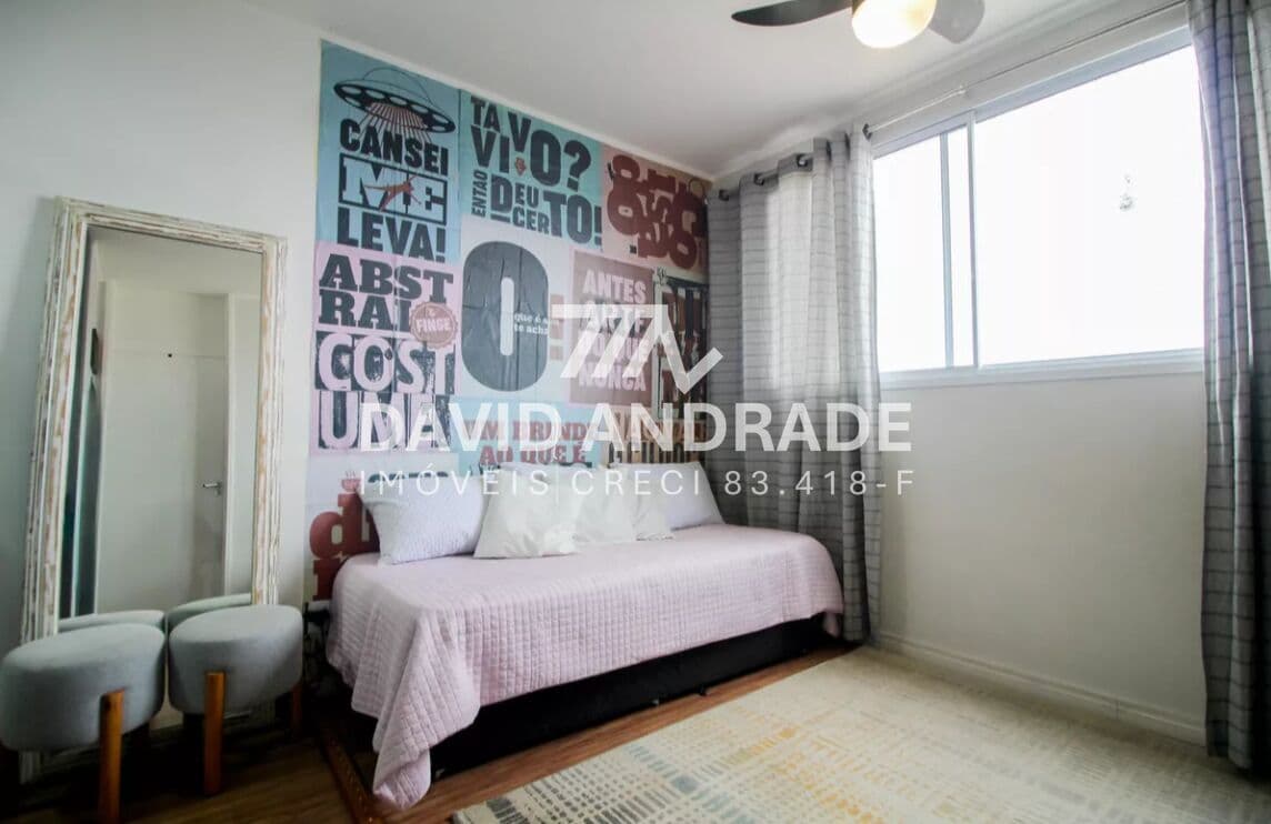 Belíssimo apartamento com 35m², próximo ao metrô, 1 suíte, armários embutidos, amplo living e área de lazer