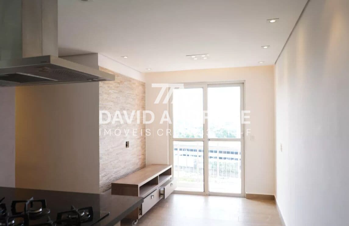 Belo apartamento com 50m², 1 vaga, varanda, 2 dormitórios, cozinha gourmet, área de serviço, living para 2 ambientes e áreas de lazer