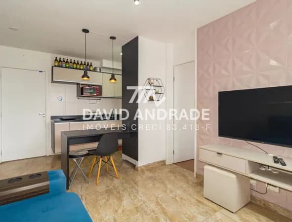 Belíssimo apartamento com 35m², próximo ao metrô, mobiliado, 1 suíte, armários embutidos, amplo living e área de lazer