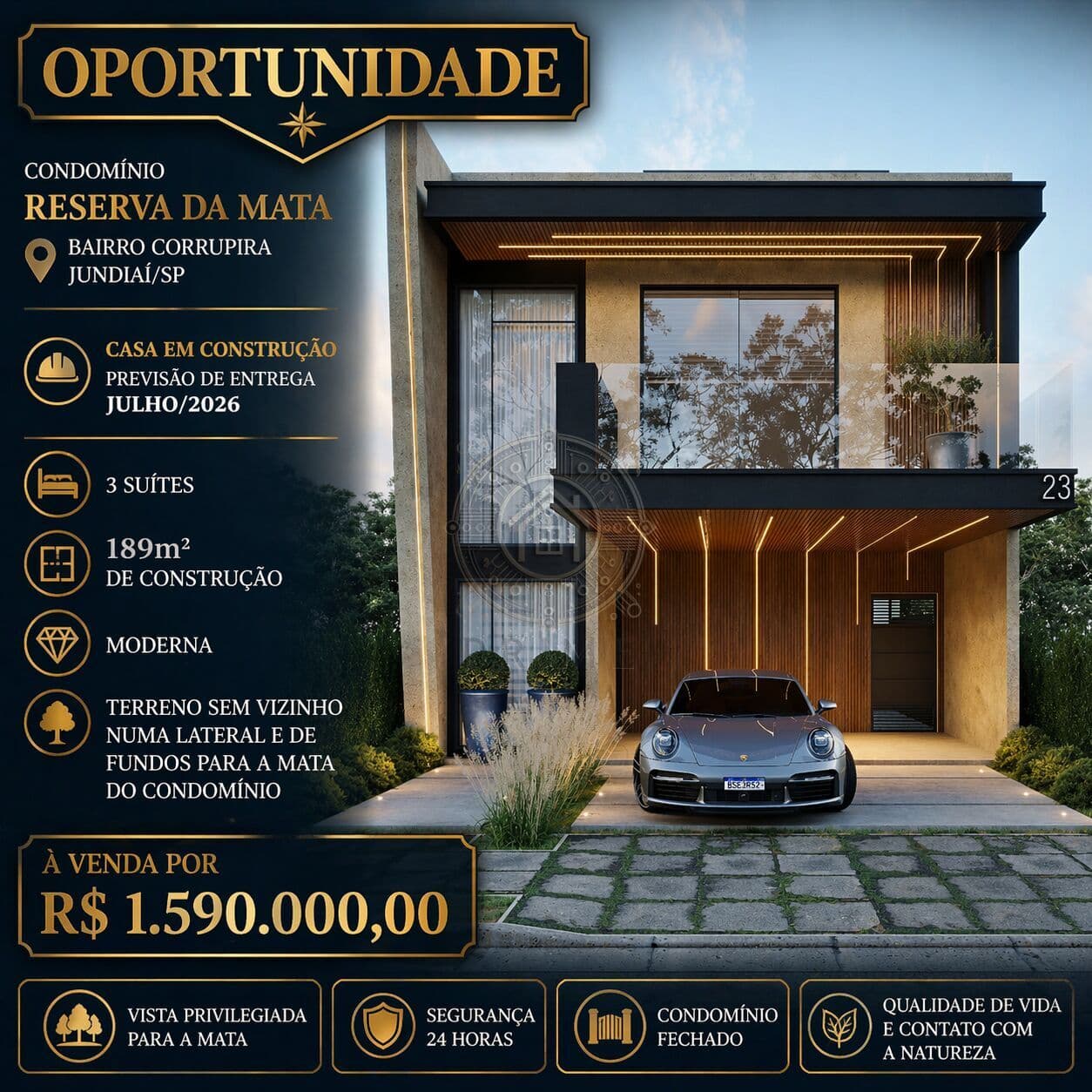 Casa em Condomínio em Construção Entrega Jul/2026 - Reserva da Mata Jundiaí