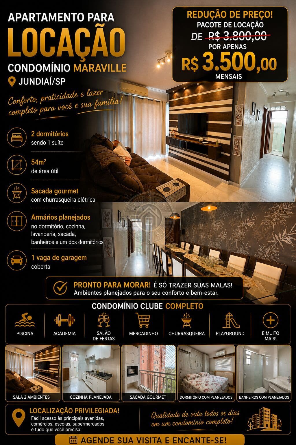 Apartamento Para Locação no Condomínio Maraville Nature Jundiaí