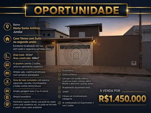 Casa Padrão a Venda no Bairro Horto Santo Antônio em Jundiaí