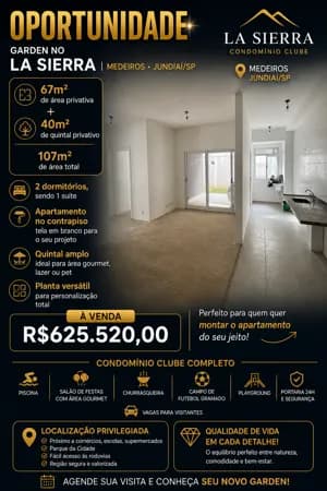 Apartamento Garden a venda - Condomínio La Sierra | Medeiros – Jundiaí/SP