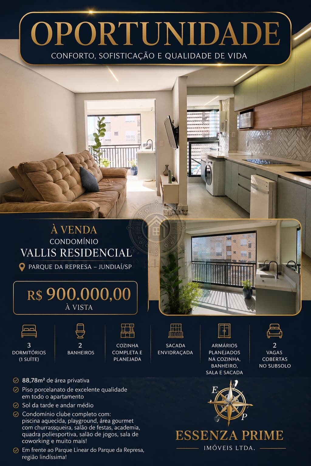 Apartamento Padrão a Venda no Condomínio Vallis Residencial