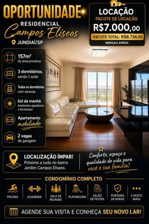 Apartamento para locação no Residencial Campos Elíseos em Jundiaí