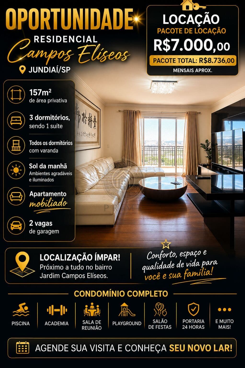 Apartamento para locação no Residencial Campos Elíseos em Jundiaí