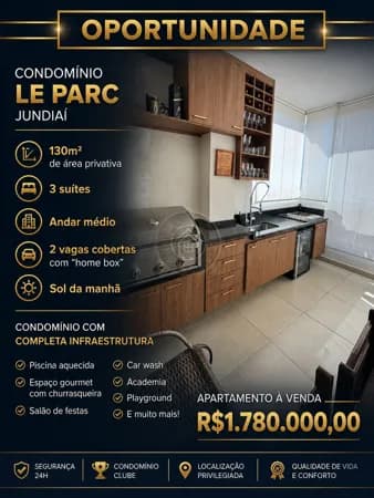 Apartamento porteira fechada com Vista Livre – Le Parc Residence | Jardim Campos Elísios, Jundiaí/SP
