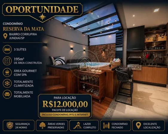 Casa Contemporânea Mobiliada para Locação – Reserva da Mata | Jundiaí/SP