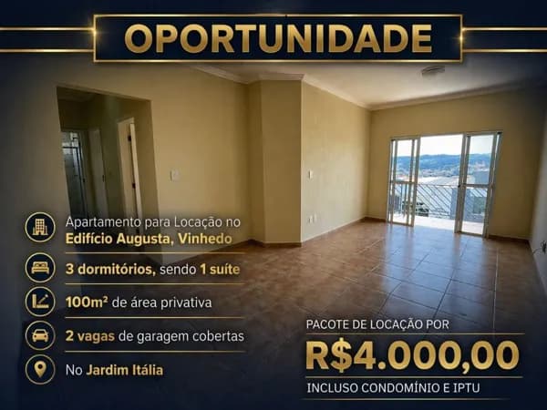 Apartamento Padrão Para Locação no Edifício Augusta em Vinhedo