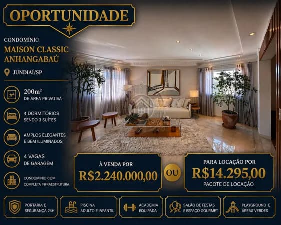 Apartamento Padrão a Venda ou Locação Condomínio Maison Classic Jundiaí