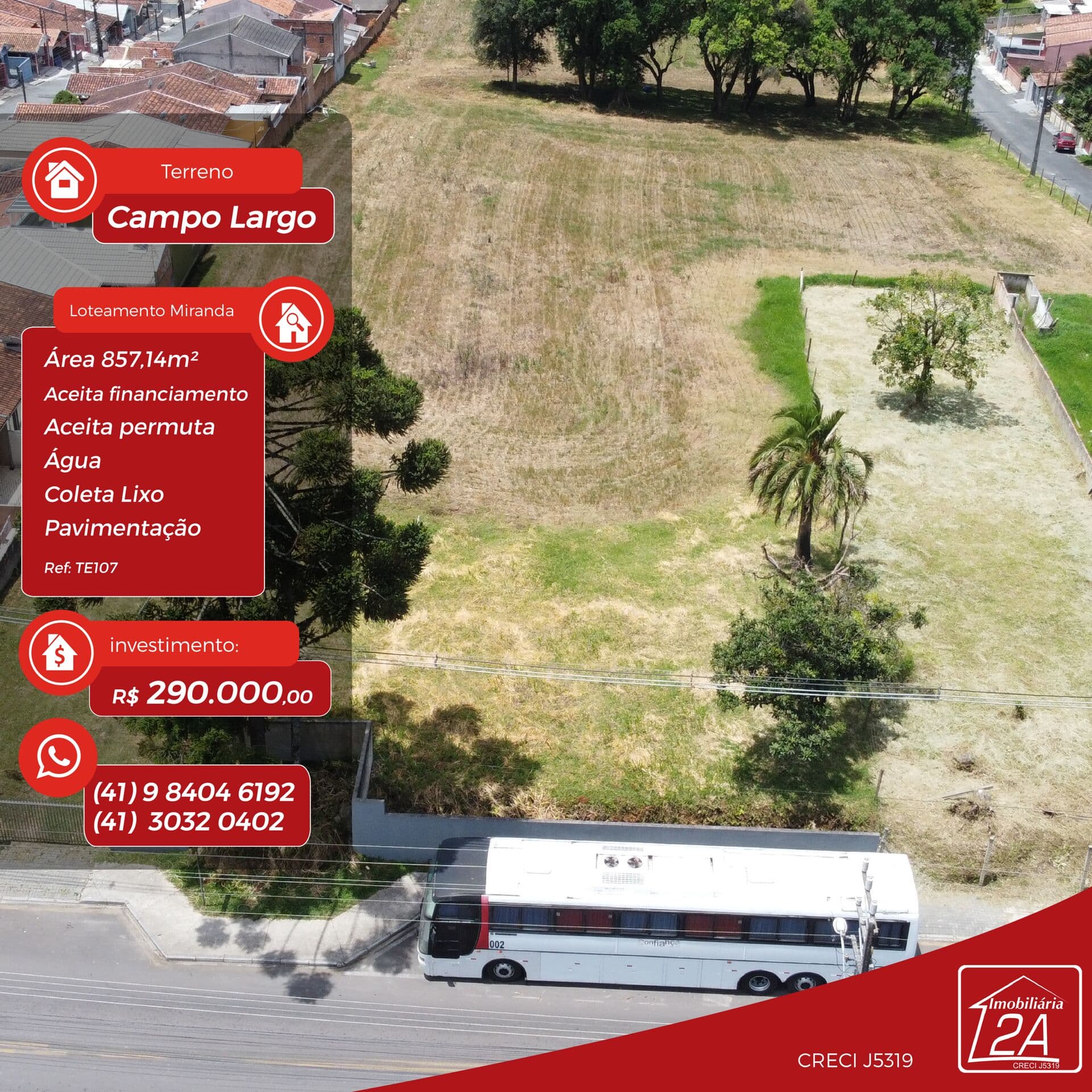 Terreno com 857,14m2 no Loteamento Miranda