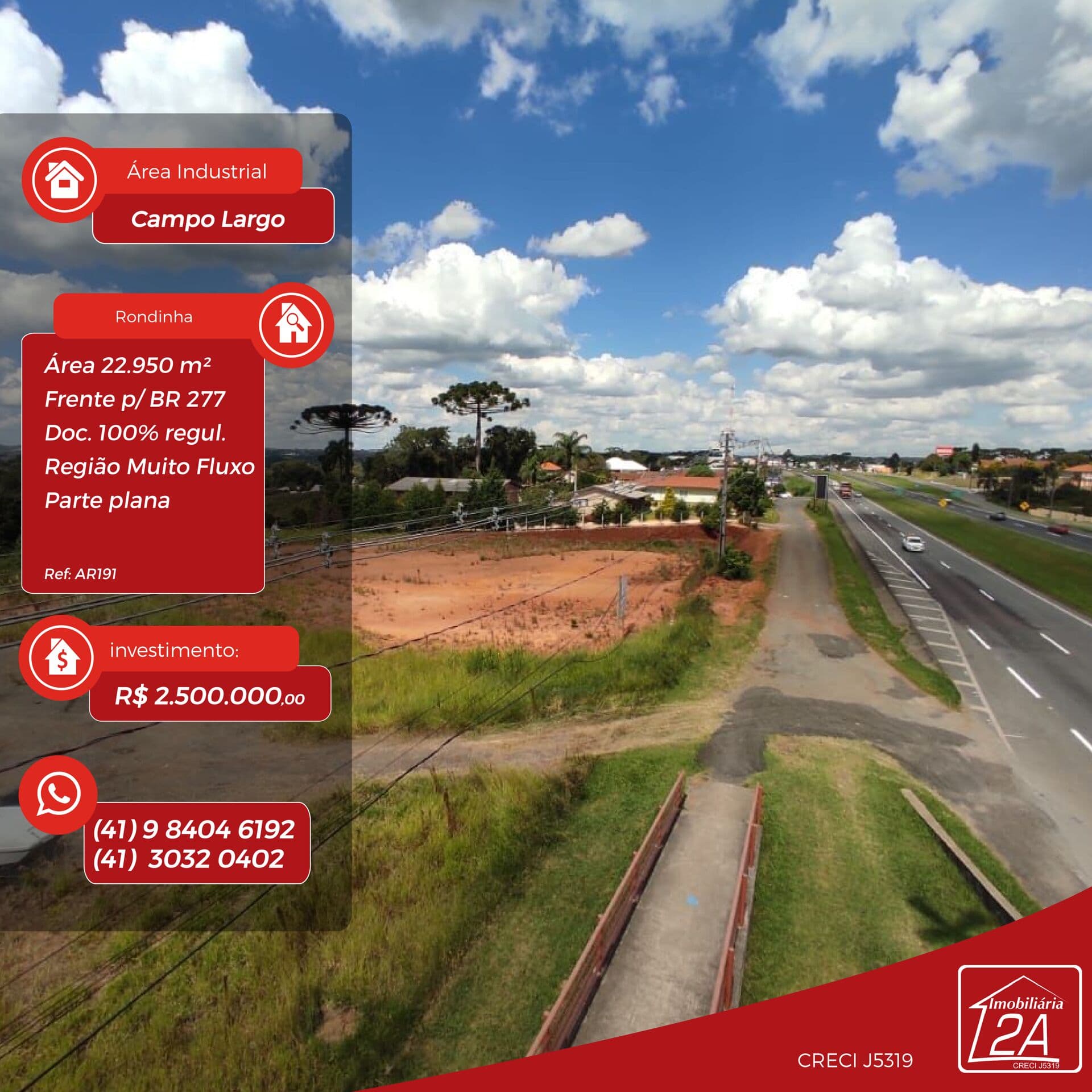 Área Comercial com frente para a BR-277 sentido Ponta Grossa