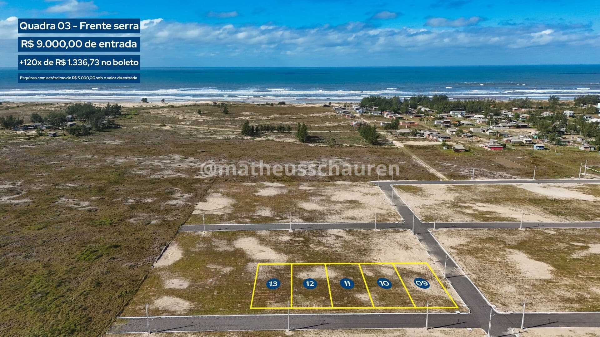 Terrenos de 360m² no Loteamento Belmar em Arroio do Silva Frente Oeste