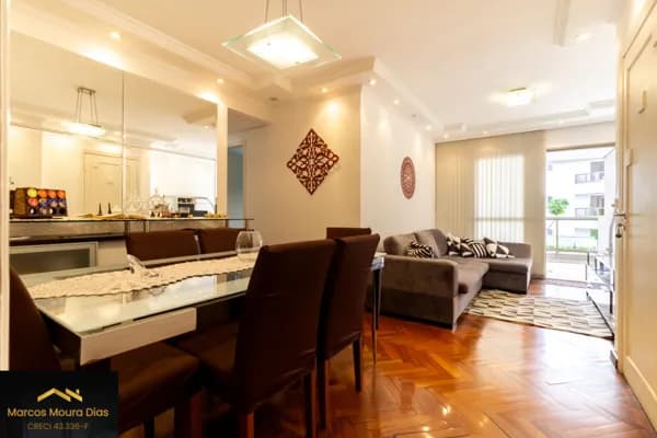 Apartamento com 75 m², 3 Dorm ( 1 suíte), Varanda, 1 Vaga , Edifício com Portaria 24 hs, Academia, Piscina e Churrasqueira