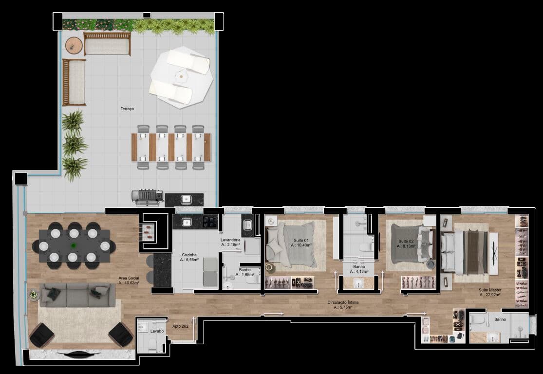 Apartamento Garden 3 suítes no Moinhos de Vento!!