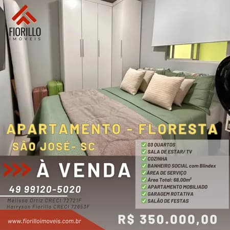 🔥 VENDE - Apartamento Mobiliado no Bairro Floresta - São José 🔥
