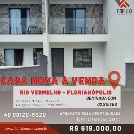 VENDE - Casa Geminada NOVA - São João do Rio Vermelho - Florianópolis - SC
