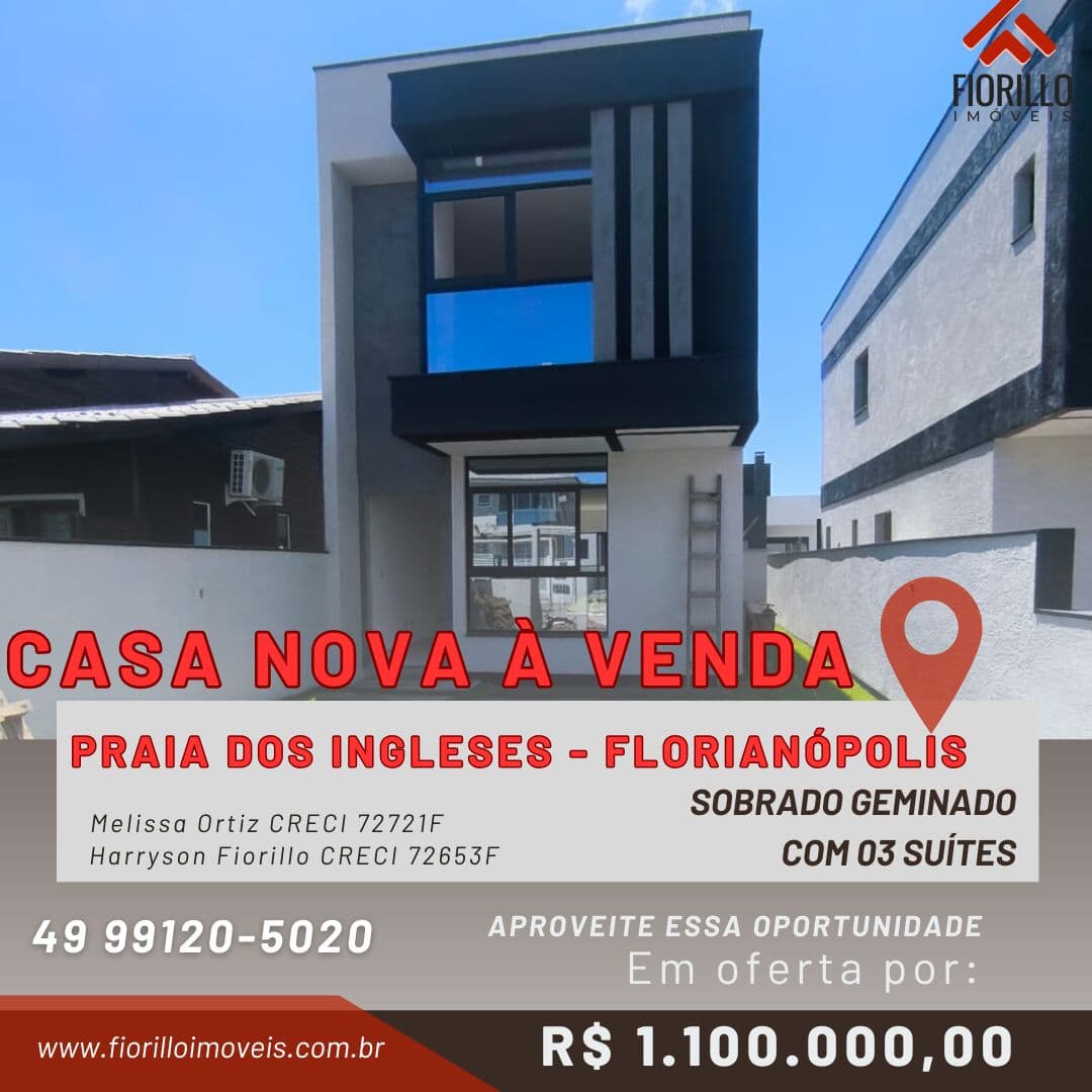 VENDE - Casa Nova com 03 Suítes - Alto Padrão na Praia dos Ingleses