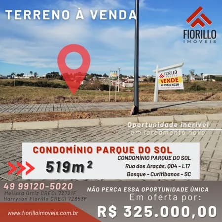 VENDE - Terreno em Condomínio Parque do Sol