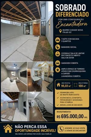 ✨ SOBRADO DIFERENCIADO, EXCLUSIVO E SEMIMOBILIADO À VENDA – BAIRRO CIDADE NOVA | ITAJAÍ-SC ✨
