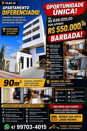 ✨ *BELÍSSIMO APARTAMENTO DIFERENCIADO À VENDA – BAIRRO SÃO JOÃO* ✨