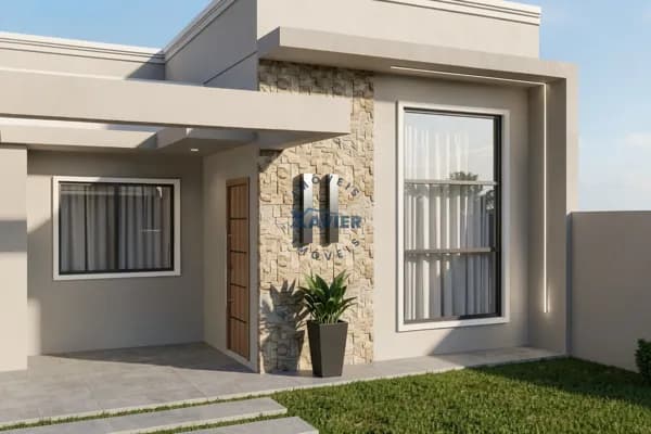 Casa plana com 3 quartos, suíte, pé-direito alto e fachada moderna no Veredas!