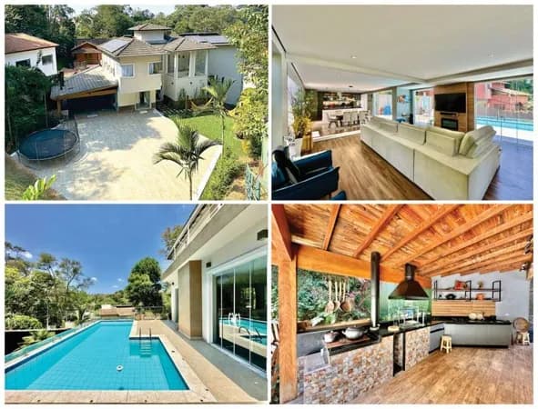 Fazendinha - 4d/3stes. Integrada, gourmet, piscina, lareira, hóspedes, escritório!