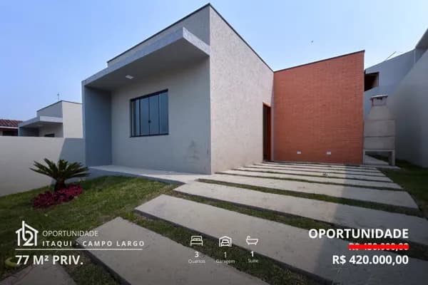 Casa 3 quartos com uma suíte no bairro Itaqui em Campo Largo