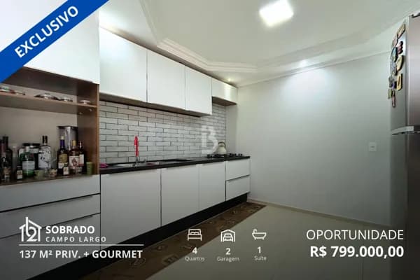 Exclusivo Sobrado com 4 quartos e 137m² ao lado do Colatusso Aguas Claras, Campo Largo/PR