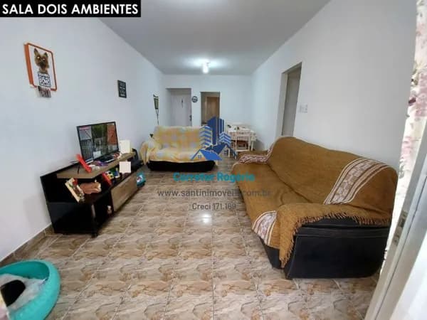 Apartamento de 93 m² com 02 Quartos (sendo 01 suíte) e Dependência de Empregada Completa à venda, por R$ 300.000 - Itararé - São Vicente/SP