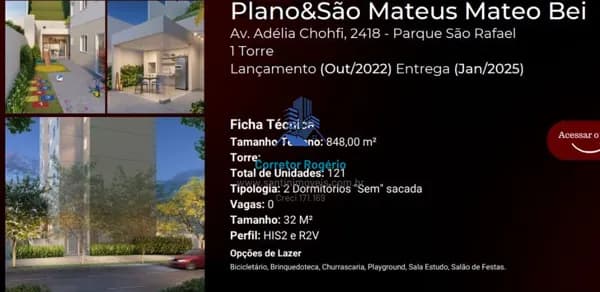 Apartamento com 2 dormitórios , Ótimo acabamento, Lazer à venda, 33 m² por R$ 215.000 - São Mateus - São Paulo/SP