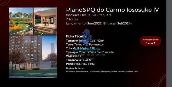 Apartamento com 2 quartos, Fino acabamento, com ou sem vaga à venda, 41 m² - Parque do Carmo - São Paulo/SP
