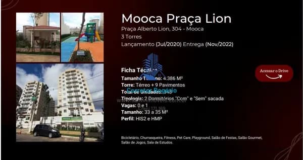Apartamento com 01 ou 02 quartos com sacada, Fino acabamento, Lazer à venda, 36 m² por R$ 257.613 - Mooca - São Paulo/SP