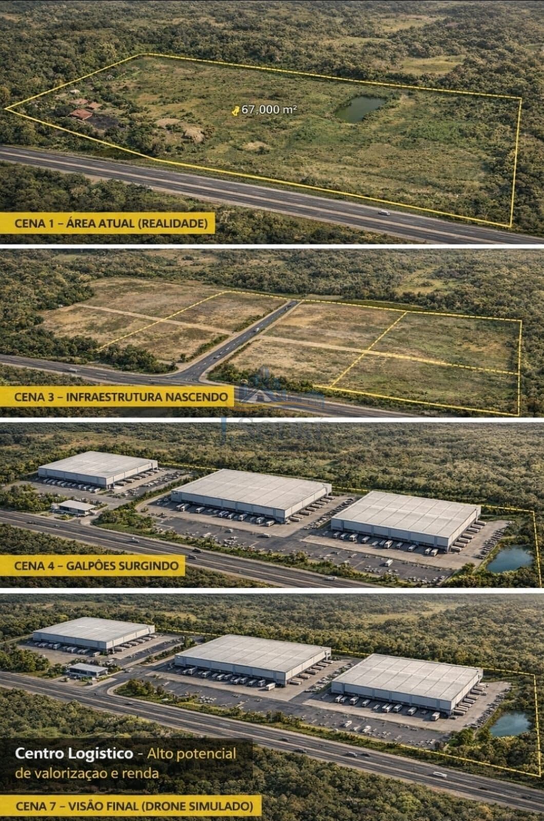 OPORTUNIDADE - EXCELENTE TERRENO Á VENDA , frente à Br 257 - 67.730M2 a R$ 170,00 /m2