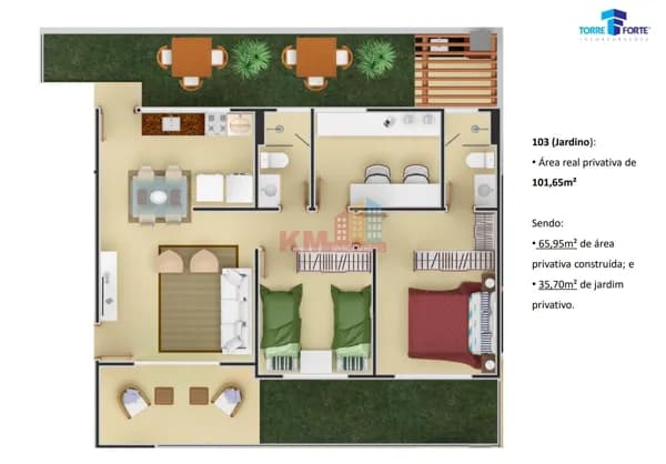 Apartamento com Jardim Privativo à Venda em Parnamirim RN | Parque das Nações | Terrazzo Di Maria